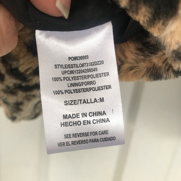 Heart Soul faux Fur leopard Print Teddy Cropped 3/4 sleeve Jacket - Picture 3 of 3